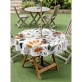 thumbnail image 5 of Outdoor Tablecloth with Umbrella Hole Zipper Green Orange Eucalyptus Round Tablecloth 60" Waterproof Outside Table Cloth Summer Watercolor Botanical Leaf Patio Table Cover Tablecloths for Picnic, 5 of 8