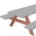 thumbnail image 1 of 3 PCS Picnic Table Cover with Bench Covers Waterproof Camping Tablecloth Flannel Backing Elastic Edge Wipeable Plastic Cover Vinyl, 1 of 7