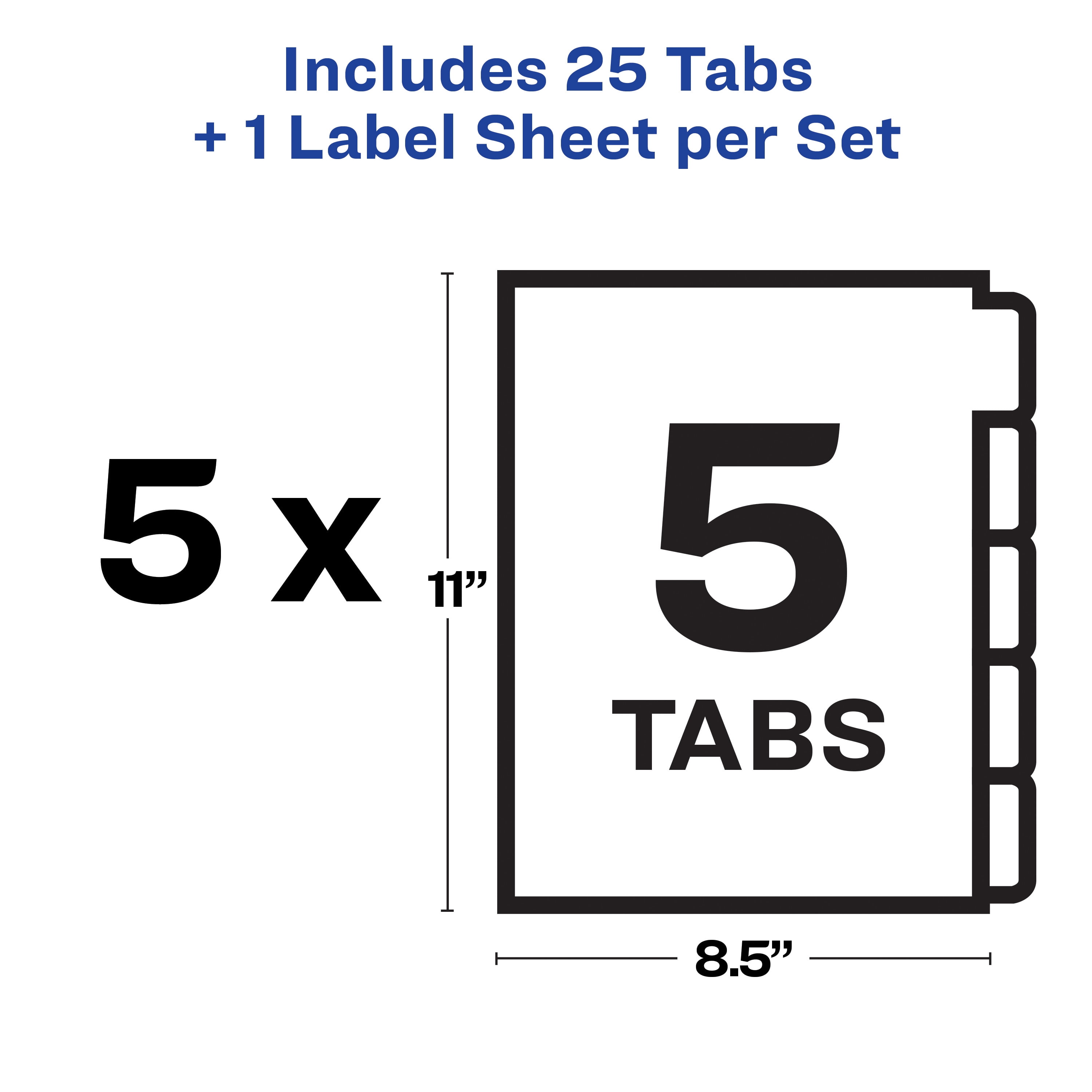 Avery 5 Tab Unpunched Dividers for Use with Any Binding System