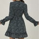 thumbnail image 5 of Vestido hasta la rodilla con volantes y manga larga de mariposa con cuello en V y estampado de puntos sexy informal para mujer a la moda Fridja NMB4995, 5 of 8