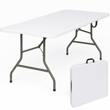 YouYeap Folding Utility Table 6ft Fold-in-Half Portable Plastic Picnic Party Dining Camp Table, White
