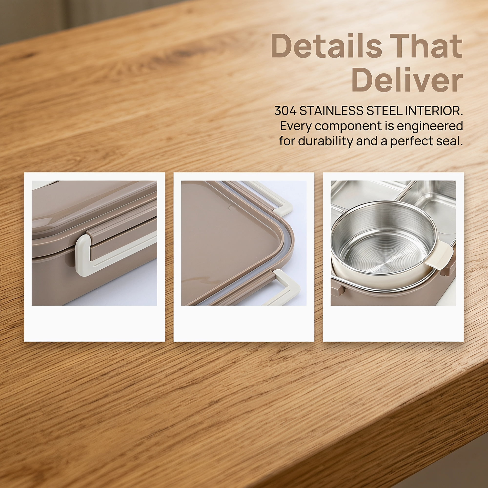 Unique Bargains Compartment Leak-Proof Meal Lunch Bento Box Coffee Brown
