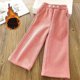 thumbnail image 4 of Pantalones de pierna ancha gruesos con forro polar para niñas, pantalones largos informales de otoño e invierno para niños medianos a grandes, moda de estilo coreano para niños, 4 of 5