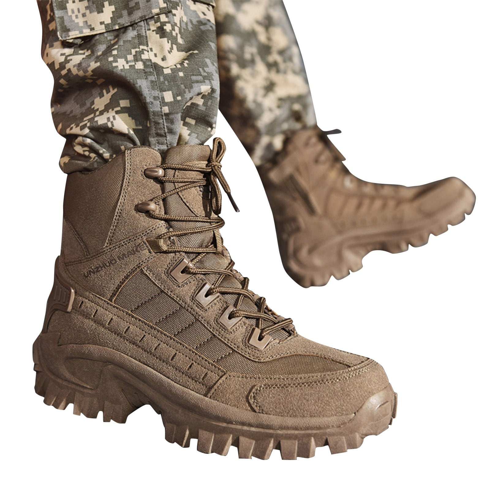 eileial Waterproof Hunting Boots for Men, Hiking, Climbing, Trekking Lace-up Shoes with Thick Rubber Sole,Brown 9