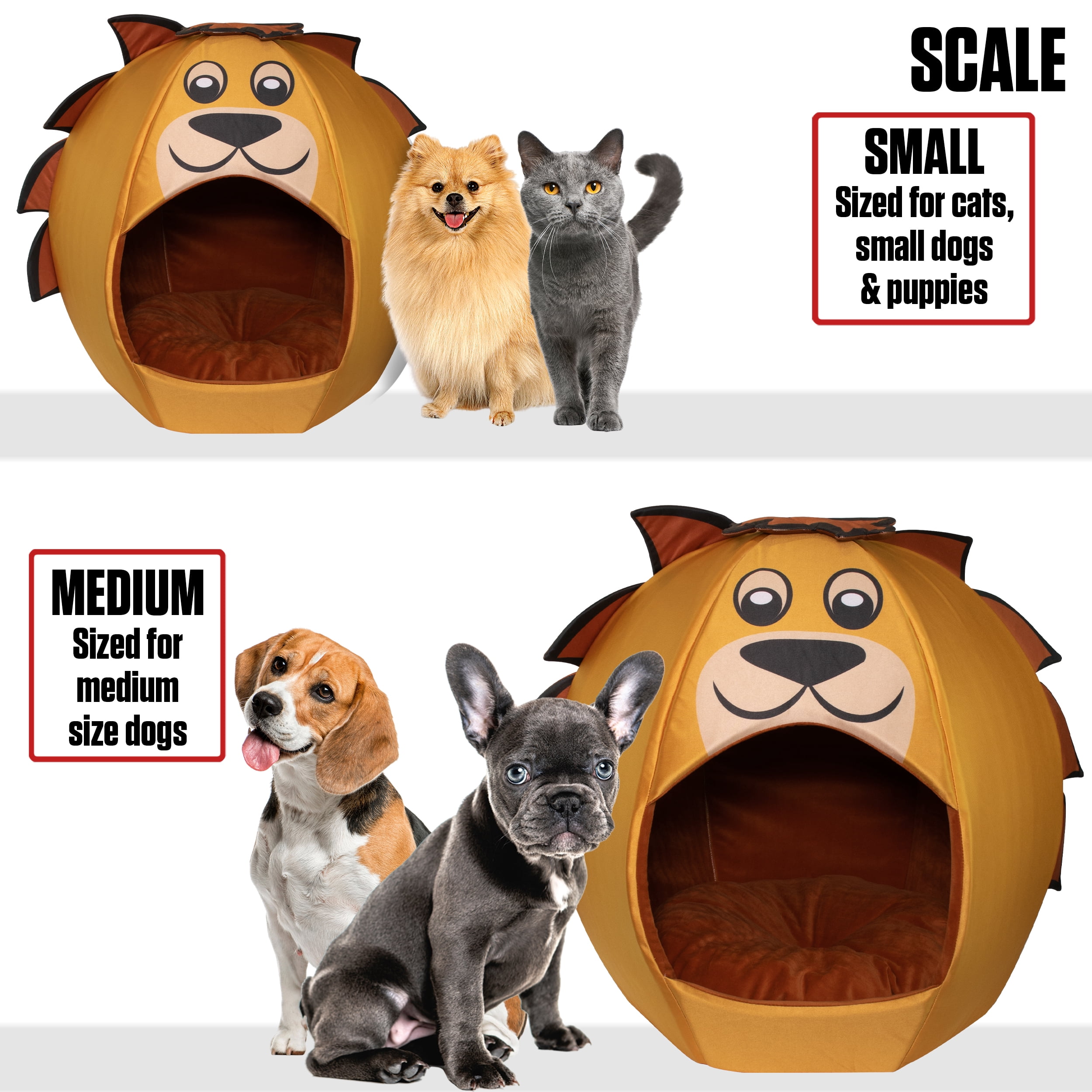 Maccabi Art Lion- Igloo Pet Bed for Dogs, Cats - Medium