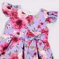 thumbnail image 5 of Spazoro Kids Girls Dresses, Fashion Floral Print Short Sleeve Round Neck Princess Dress for Child Girls Purple Size 4-5 T, 5 of 8