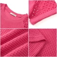 thumbnail image 6 of UVN Summer Blouses for Women Short Sleeve Crewneck Dressy Shirts Ladies Casual Waffle Knit Hollow Out Tunic Tops, 6 of 9