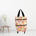 thumbnail image 4 of Carrito de grande, caja de almacenamiento con ruedas, bolsa con ruedas, bolsas de comestibles impresas, organizador de alimentos, carritos de comestibles Flor naranja perfecl Carro de compras, 4 of 8