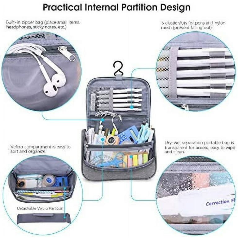  AISCOOL Big Capacity Pencil Case Pen Pouch Holder Bag  Stationery Box Large Storage EVA Hard Shell for School Supplies Office  Stuff (Grey) : Office Products