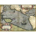 thumbnail image 2 of Ortelius, Abraham 14x12 Gold Ornate Wood Framed with Double Matting Museum Art Print Titled - Map of the Pacific Ocean, 1589, 2 of 4