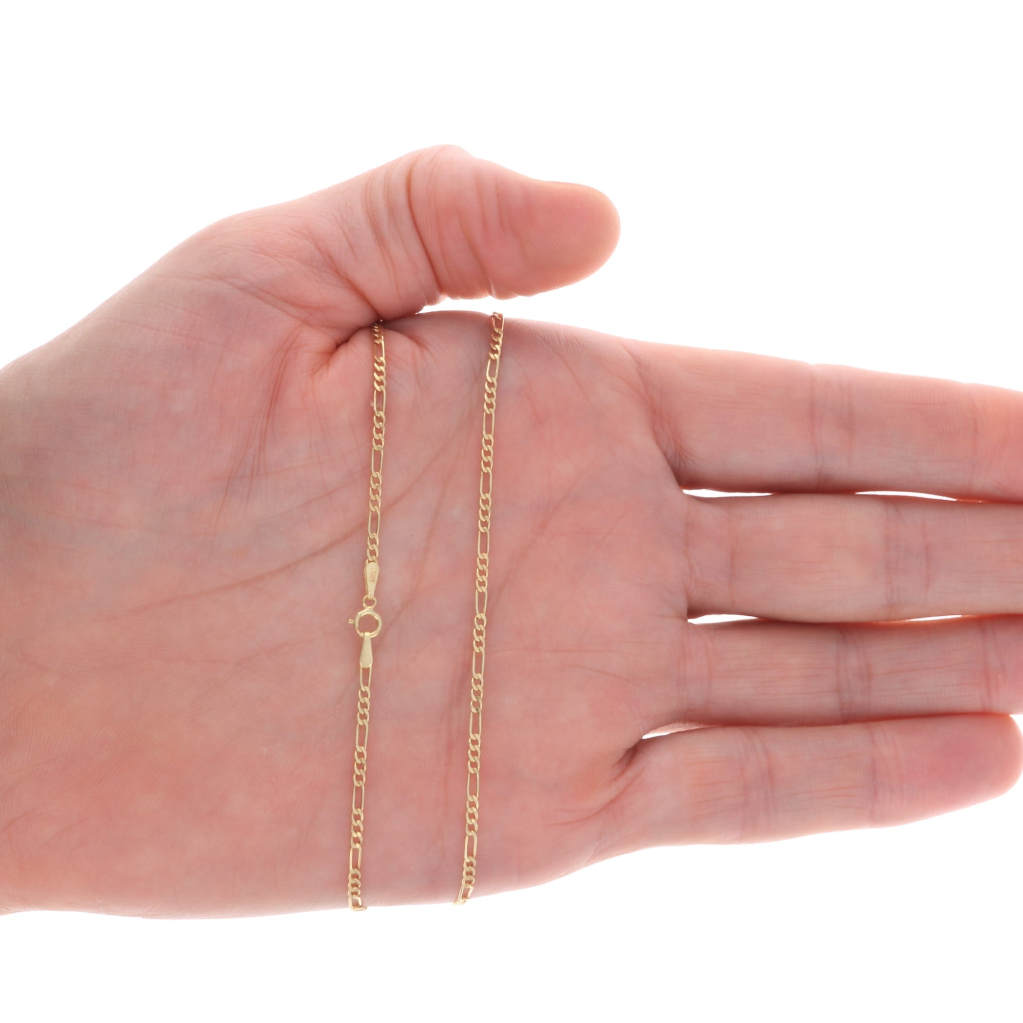 Nuragold 14k Real Yellow Gold Figaro Link 2mm Chain Necklace (16"-24") Dainty Italian Jewelry for Men & Women