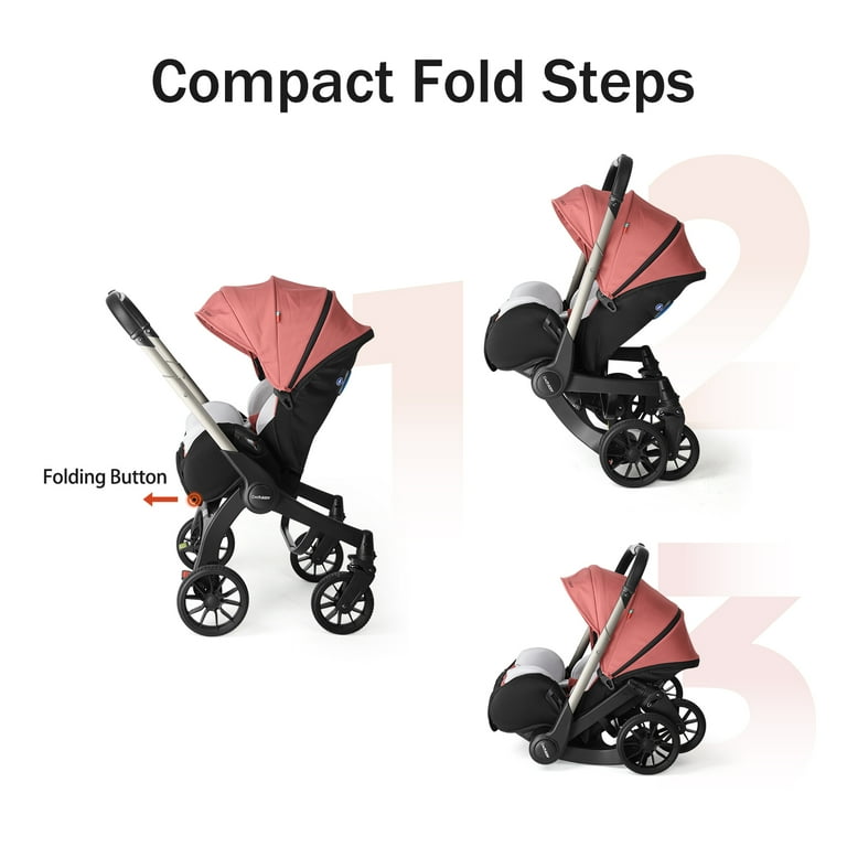 Cochildor Citi 2.0 Pro Baby Stroller, Rear-Facing Stroller with 3 Modes, Adjustable Handle & Extendable Seat Panel, Pink