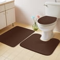 thumbnail image 2 of Dark Brown Bathroom Rugs Set Brown Solid Color Background Autumnal Dark Academia Non Slip Absorbent Soft Bath Mats 3 Piece Set with Bathroom Rug, U-Shaped Floor Mat, Toilet Seat Cover Large Size, 2 of 9