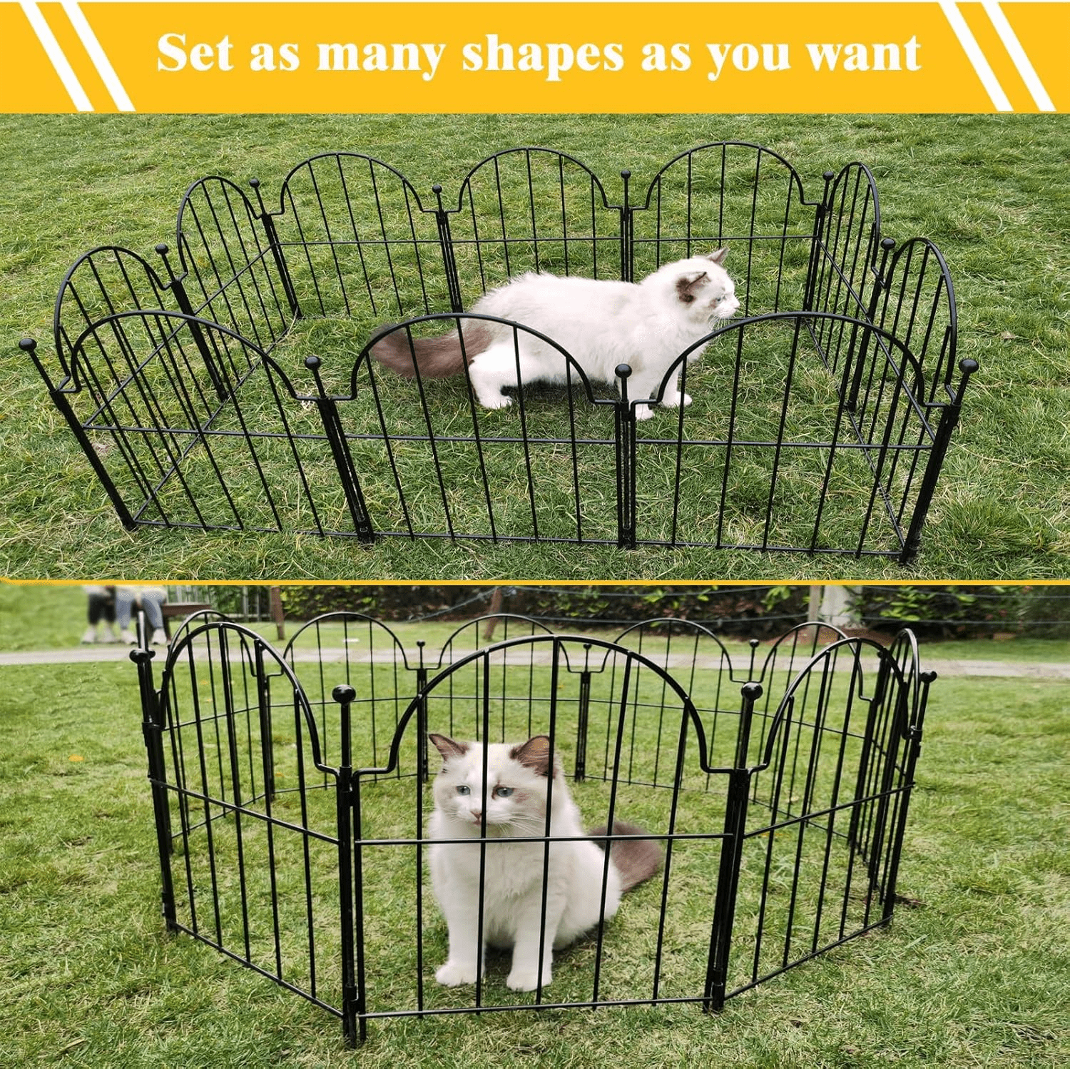 10Pcs Decorative Garden Fence, Rustproof Metal No Dig Garden Fencing Border, Total 22 in(H) x 10.83 ft(L) Outdoor Animal Barrier,Arched