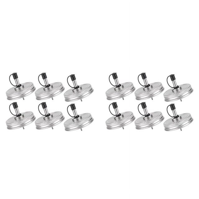 12 tapas de pico vertedor para tarros de boca regular de acero inoxidable de 70 mm con tapas de plástico para dispensador de cócteles de aceite de oliva