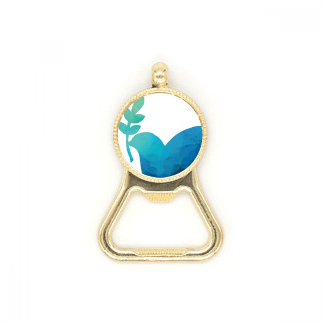 Blue Olive Branch Anti-war Pattern Beer Bottle Cap Opener Stainless Steel Key Chain