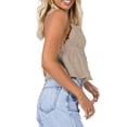 thumbnail image 3 of Gupgi Women Ruched Camisole Sleeveless Spaghetti Straps V Neck Cami Tops Summer Solid Color Vest, 3 of 9