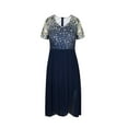 thumbnail image 3 of DYMADE Women Printed Elegant Summer Short Sleeve V-Neck Midi Swing Dress, 3 of 6