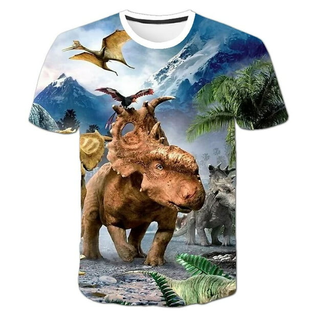 3-14 Years Children Short Sleeves T-shirt Cartoon Dinosaur Jurassic World Dominion Tshirt Boys Tops Kids Baby Boys Girls Clothe7T Gong Bohan LED