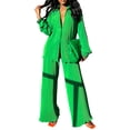 thumbnail image 1 of VISgogo Conjunto de Traje Femenino de 2 Piezas, Camisa de Manga Larga con Solapa de Color Sólido + Pantalones Largos Sueltos para Mujer, S/M/L/XL/XXL VISgogo moda, 1 of 9