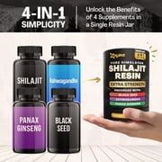 Zoyava Shilajit Resin, New & Improved Pure Himalayan Organic Resin with Black Seed Powder Ashwagandha Panax Ginseng High Potency Herbal Blend for Enhanced Energy Made for Men & Women Honey Flavor 50