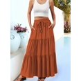 thumbnail image 4 of Women's Spliced Pleated Midi Pockets or Skirt for Casual Tangerine Color S, 4 of 8