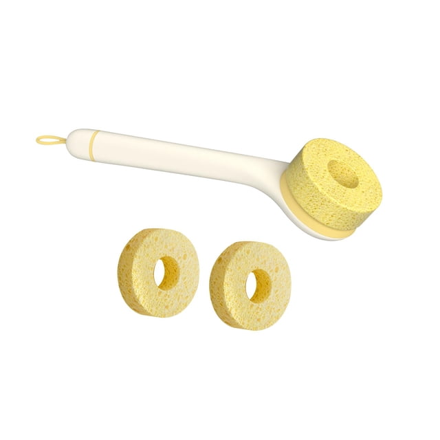 Cepillo para platos Macarena con Herramienta para pelar Mango largo 3 cabezales