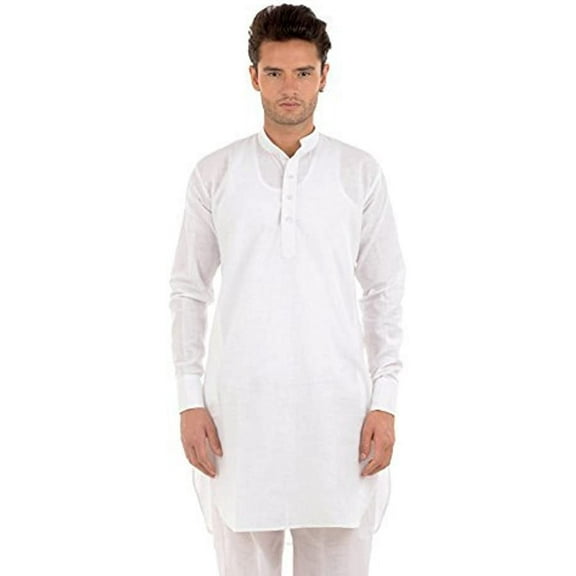 Royal Men's Cotton Blend Straigh Kurta White