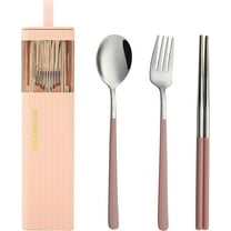 BZUEPRS Travel Utensils with Case, Stainless Steel Reusable Camping Silverware Set for Lunch Box, Portable Cutlery Kit Includes Fork, Spoon, Chopsticks (Black)