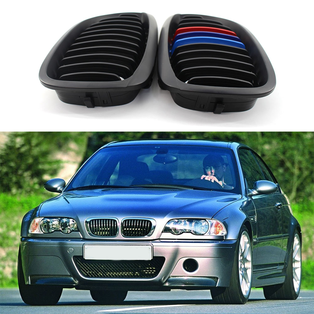 2pcs Car Black Racing Grills For Bmw 2dr E46 318i 3i 325i 330i Front Air Intake Grill Bumper Kidney Grilles Walmart Com