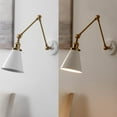 thumbnail image 6 of JONATHAN Y Rover 7" Classic Industrial Metal Adjustable Arm LED Wall Sconce, White/Brass Gold (Set of 2), 6 of 6