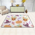 thumbnail image 2 of SKYSONIC 36x24in Witch Cat Mexican Area Rug, Pumpkins Skull Non-Slip Floor Carpet for Indoor Living Dining Room Bedroom, 2 of 7