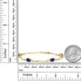 thumbnail image 2 of Gem Stone King 18K Yellow Gold Plated Silver Blue Created Sapphire and White Zirconia Tennis Bracelet for Women | 4.24 Cttw | Gemstone September Birthstone | Oval 7X5MM | 6 inch + 1 inch Extender, 2 of 3