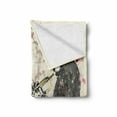 thumbnail image 2 of New Orleans Soft Flannel Fleece Throw Blanket, Trumpeter Man with Hand Drawn Flowers and Color Splashes, Cozy Plush for Indoor and Outdoor Use, 70" x 90", Dark Green Vermilion, by Ambesonne, 2 of 6