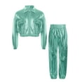thumbnail image 2 of iixpin Boys Girls 2Pcs Dance Outfits Sequin Jacket with Pants Set Hip Hop Jazz Dance Birthday Party Costume Light Green 8, 2 of 6