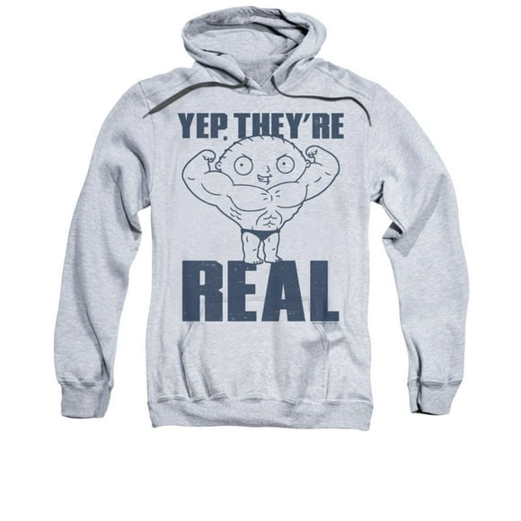 Family Guy Stewie Real Build Gray Pullover Hoodie-Medium