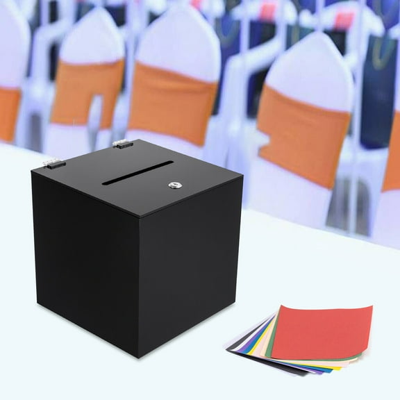 Acrylic Donation Box, Suggestion Box with Lock, Money Storage Container Black