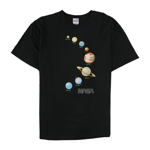 Junk Food - Camiseta gráfica para hombre con diseño de planetas de la Nasa, color negro, XS