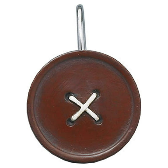 Red Button Shower Curtain | Decorative Country Style Bathroom Curtain Rings Set of 12 | Resin Accent with -Plated | Farmhouse Shower Hook Set | Durable & Easy to Install