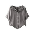 thumbnail image 1 of Blouses pour Femmes Col Rond Décontracté Bouton Basique Confortable Tee Lounge Tendance Léger Été Vacances Chemise Douce 2025, 1 of 6
