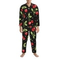 thumbnail image 3 of Fotbe Sweet Red Cherry Pijama de Hombre con Estampado de Manga Larga, Conjunto de 2 Piezas, Ropa de Dormir Suave y Cómoda con Bolsillos-Large, 3 of 7