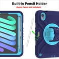 thumbnail image 3 of Decase for iPad Mini 6th Gen Military Grade Protection Case,Built-in Rotation Ring Stand,with Shoulder Strap & Hand Strap,with Pen Holder,Rugged Shockproof Heavy Duty Case Cover,Navyblue, 3 of 13