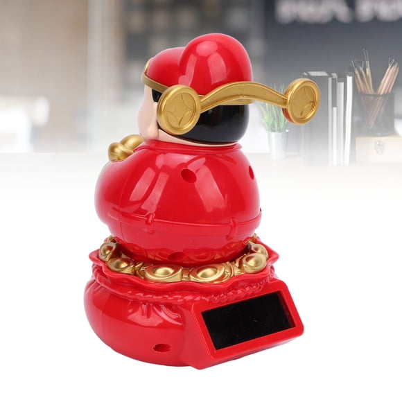 Caishen Statue, God Of Wealth Statue Lovely Auto Shaking Solar for Present