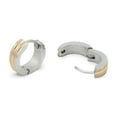 thumbnail image 4 of BEBERLINI Women Huggie Hoop Earrings Stainless Steel Silver Jewelry Gift Gold Stripes, 4 of 6