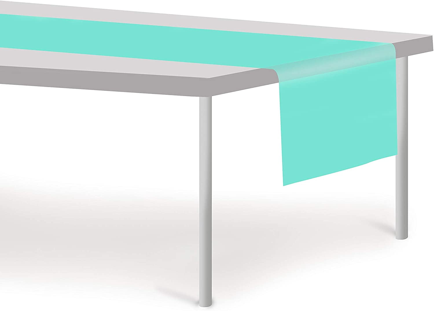 Aqua 6 Pack Premium Disposable Plastic Table Runner 14 x 108 Inch. Decorative Table Runner for Dinner Parties & Events, Decor By Grandipity