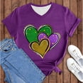 thumbnail image 2 of JJHGVB Mardi Gras Blouse Womens Short Sleeve Tops Mardi Gras Sequin Top Mardi Gras Dress Short Sleeve Top Casual Shirts for Women Tops Casual Red 4XL, 2 of 5