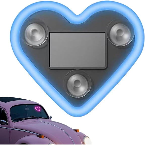 Solar-powered wireless LED heart-shaped C-pillar neon light, car LED ambient light, IP65 waterproof, switchable modes, suitable for car walls/windows, a romantic gift.