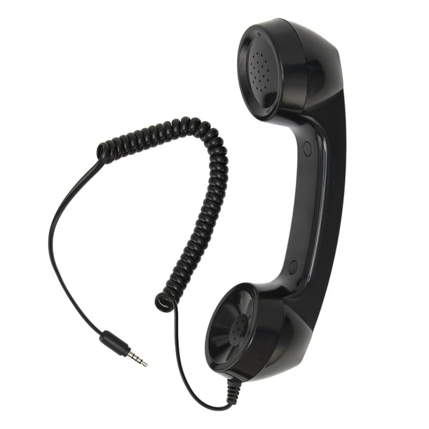 Teléfono retro multifunción a prueba de radiación, receptor de teléfono celular de mano para teléfonos móviles, computadoras, color negro