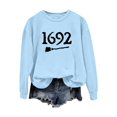 thumbnail image 4 of YVNAURA Women‘s 1692 Sweatshirt Funny Witch Trial Crewneck Long Sleeve Pullover Salem Witch Hunting Halloween Spooky Season Top Casual Fall Tee 1 Pack, Sky Blue,L, 4 of 5
