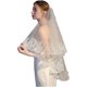 thumbnail image 1 of Velo de novia NQ con decoración de encaje Tul suave Blanco marfil hasta la punta del dedo con peine de metal 2 capas, 1 of 5